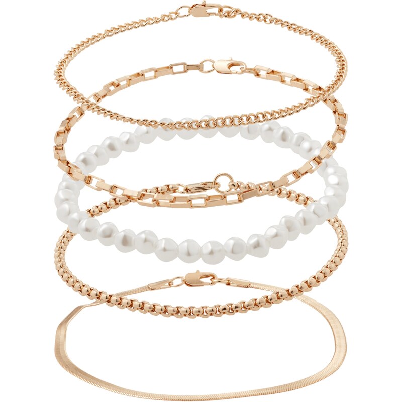 ABOUT YOU Náramok Sandra zlatá / perlovo biela 36869753