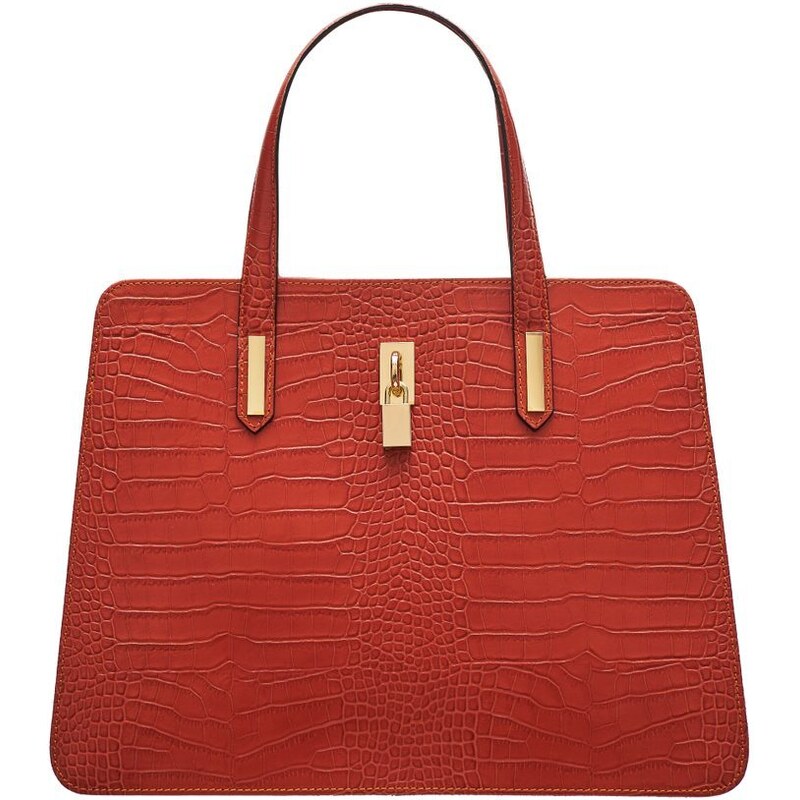 Glamorous by GLAM Dámska kožená kabelka razená - oranžová 36687596