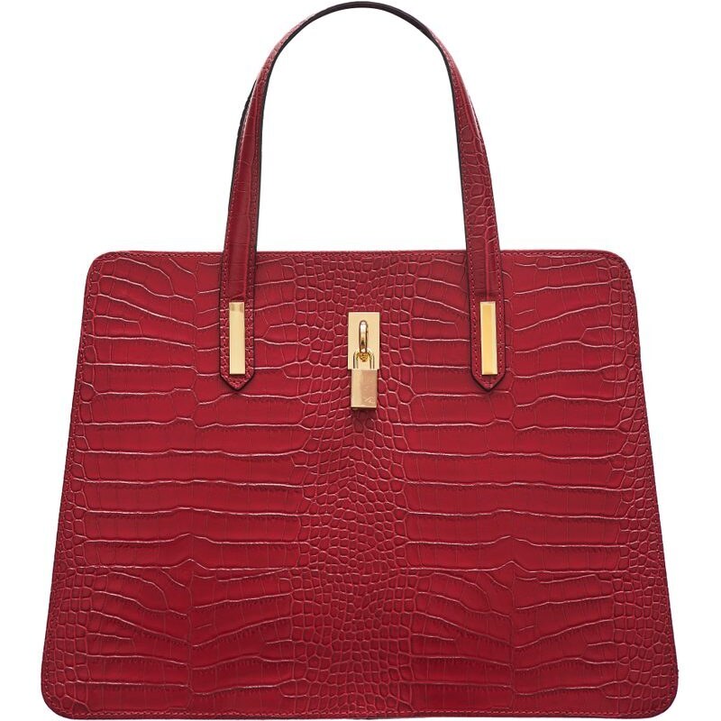 Glamorous by GLAM Dámska kožená kabelka razená - červená 36687594