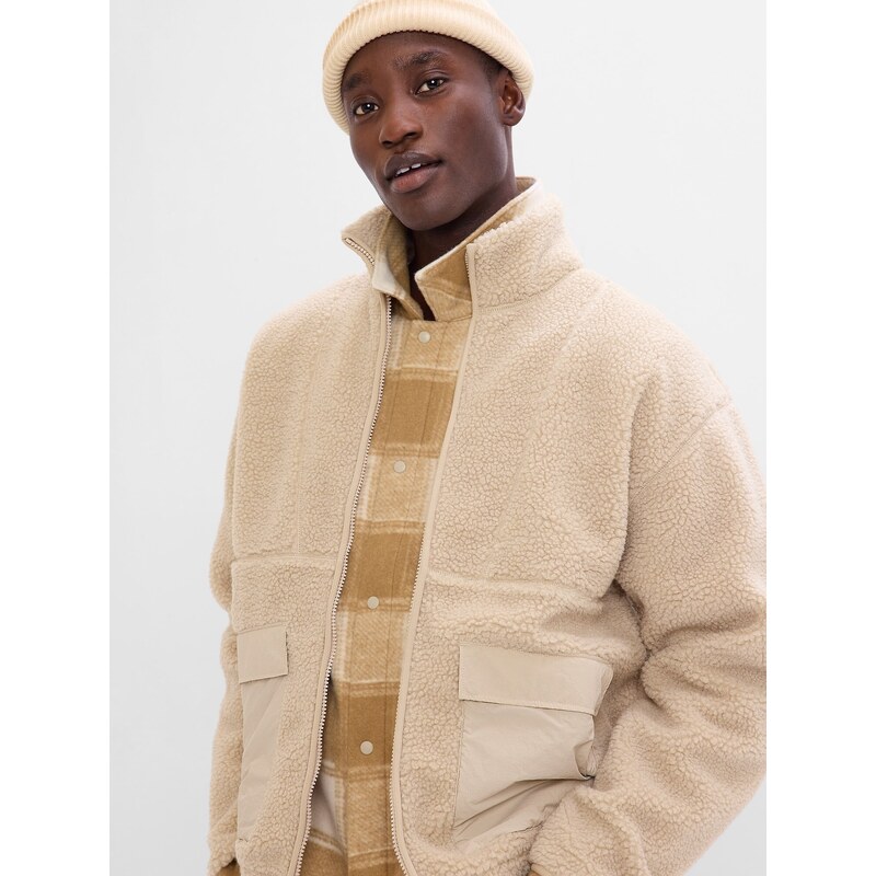 GAP Pánska Plyšová bunda na zips 516080-01 66268265