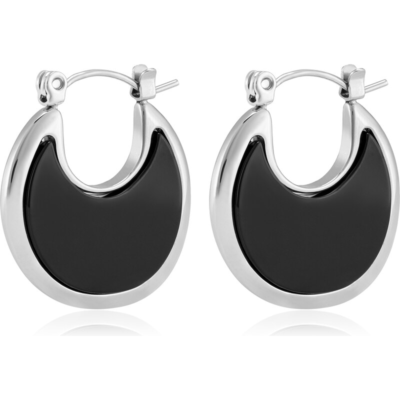 Troli Módne oceľové náušnice s onyxom VAAJDE201446S-BK 67003497