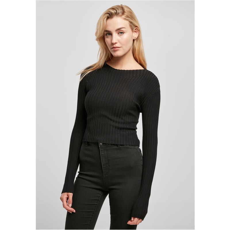 Urban Classics Womens sweater with short rib knit - black 50644205