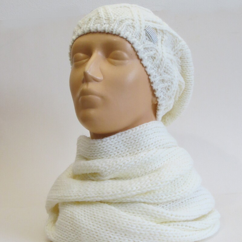 Poľsko Dámsky set čiapka a šál tunel maslový 36690990