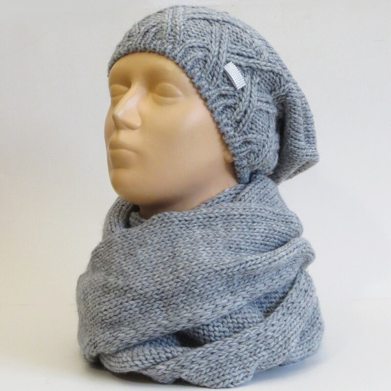 Dámsky set čiapka a šál tunel - sivý 36690991