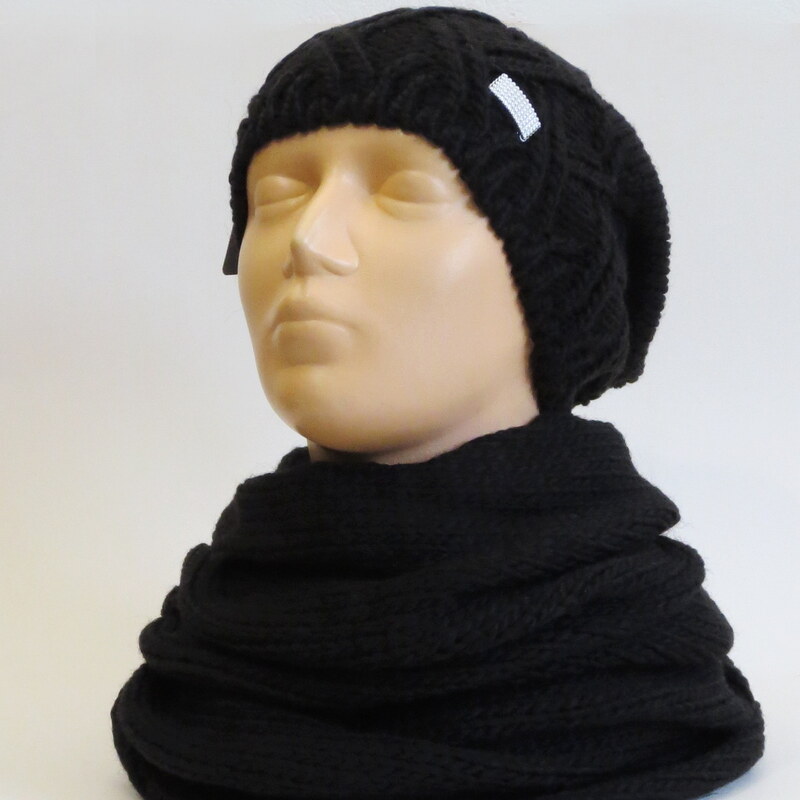 Poľsko Dámsky set čiapka a šál tunel - čierny 36691003