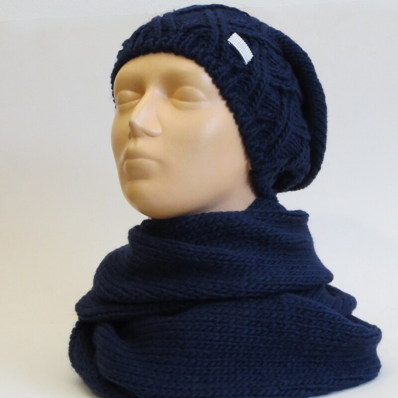 Poľsko Dámsky set čiapka a šál tunel - tmavomodrý 36691001