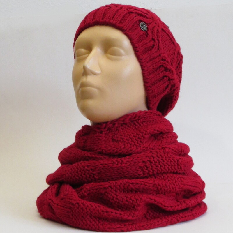 Poľsko Dámsky set čiapka a šál tunel - červený 36690997