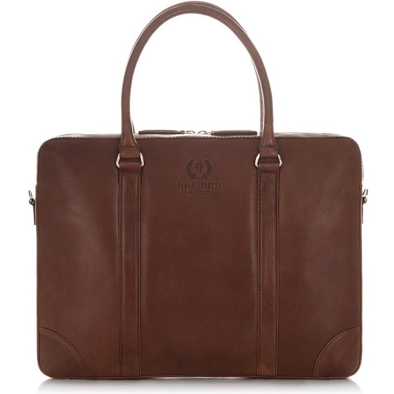 Paolo Peruzzi Kožená taška na notebook IN-18-BR | hnedá IN-18-BR 41647242