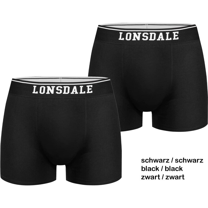 Lonsdale Oxfordshire Pánske Boxerky Balenie 2ks Čierne Čierna S 36692060