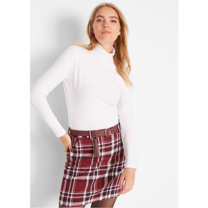 bonprix Strečový rolák, dlhý rukáv, farba biela 61700733