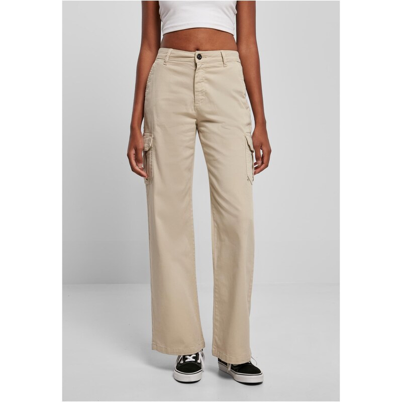 Urban Classics Womens High Waist Straight Cargo Pants Soft Grass 57100219