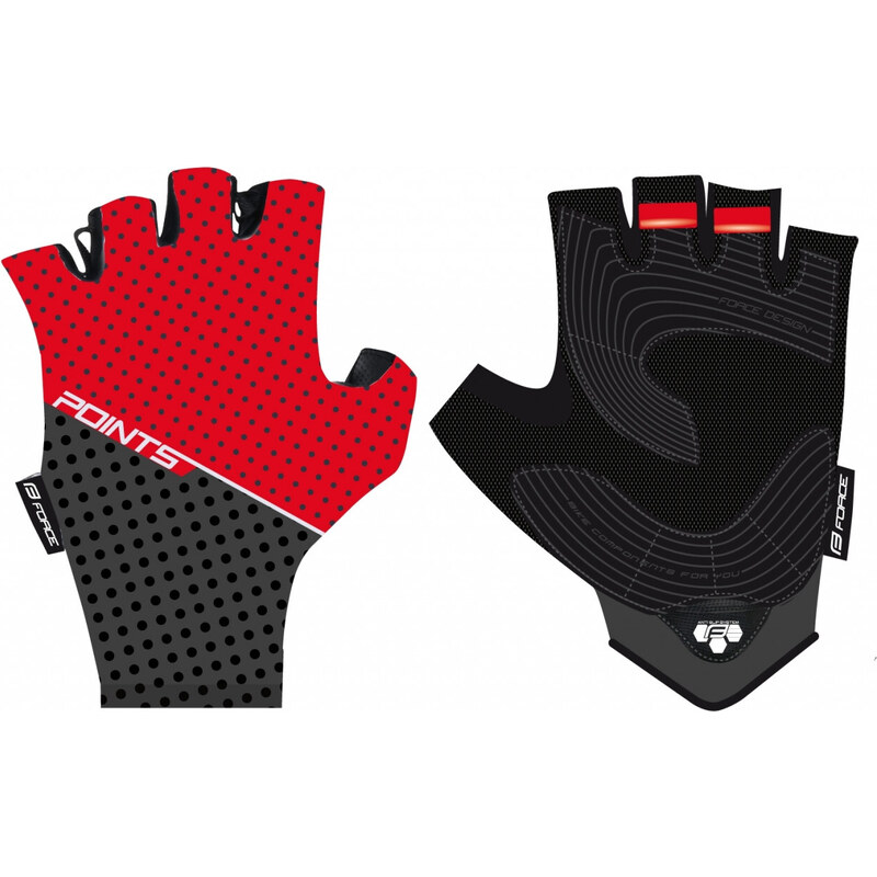 Force rukavice POINTS bez zapínania, červeno-čierne 36739491