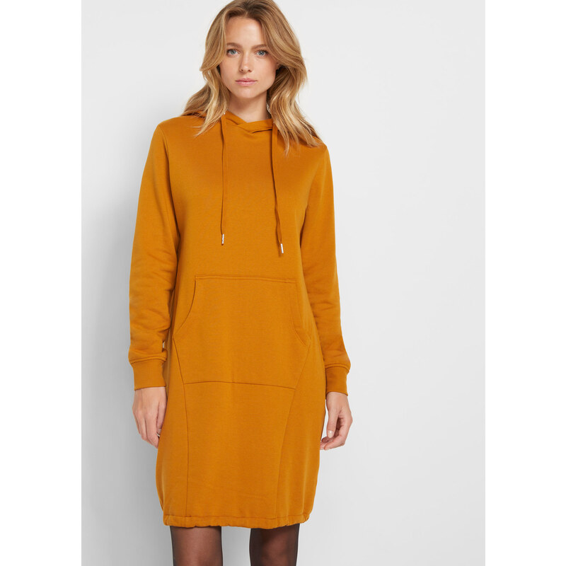 bonprix Mikinové šaty z bavlneného mixu, farba hnedá 45980933