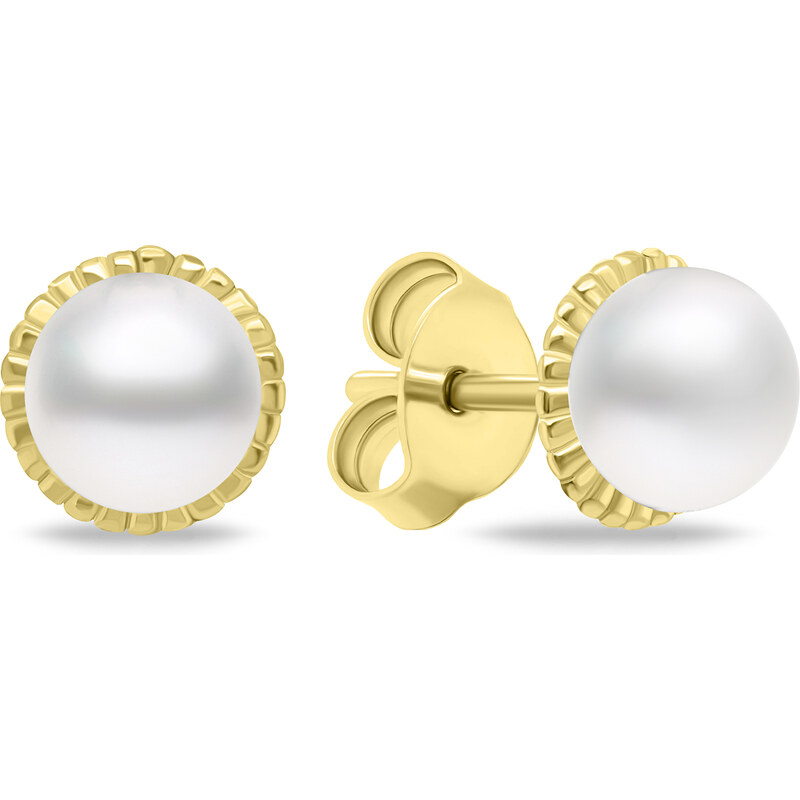 Brilio Silver Minimalistické pozlátené náušnice s pravými perlami 66596263