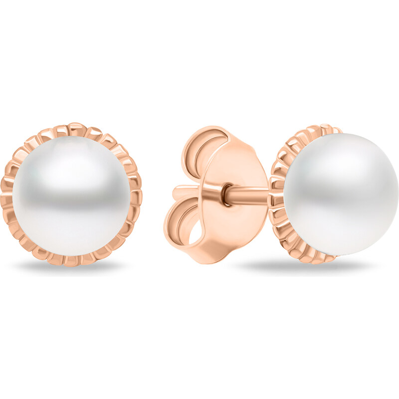 Brilio Silver Minimalistické bronzové náušnice s pravými perlami 66596103