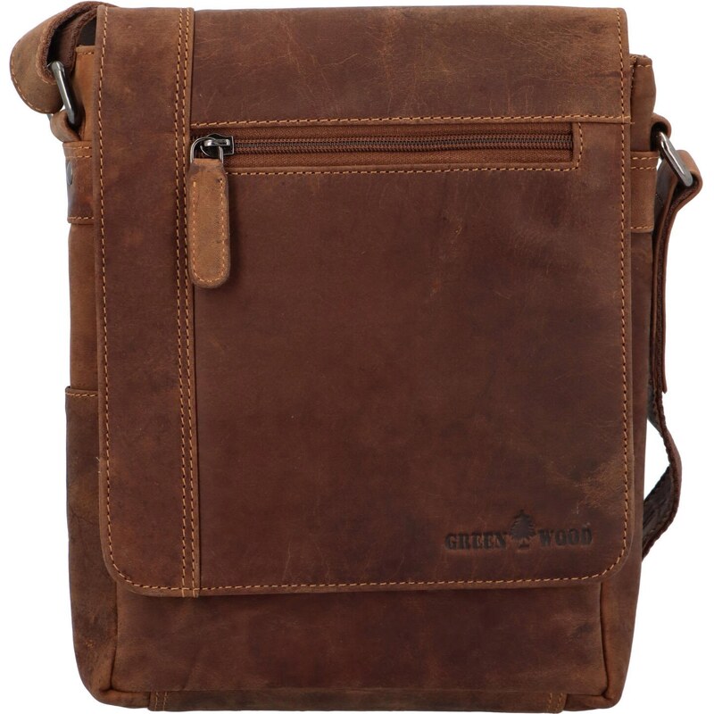 Green Wood Moderná pánska kožená crossbody taška Ismauelo, svetlejšia 66817023