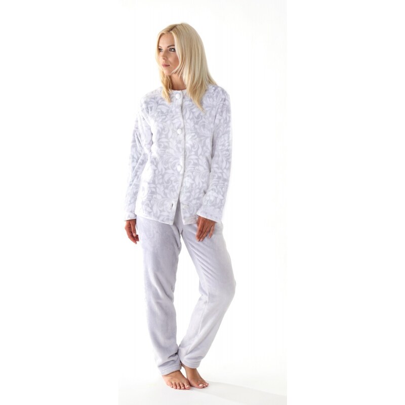 Vestis FLORA 6356 teplé pyžamo holubica sivá gombík
