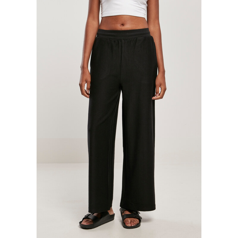 Urban Classics Womens terry flat rib trousers black 57100389