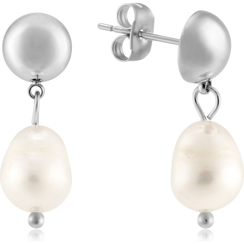 Troli Elegantné oceľové náušnice s pravými perlami VAAJDE201330G 66582515