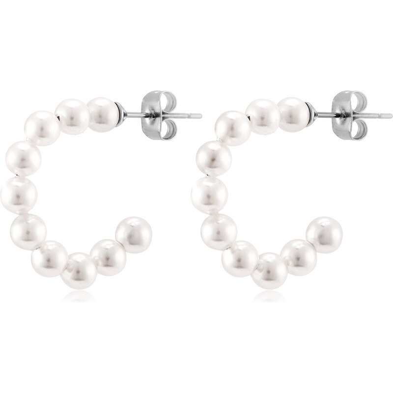 Troli Kruhové oceľové náušnice s perlami VAAJDE201396G 66579276