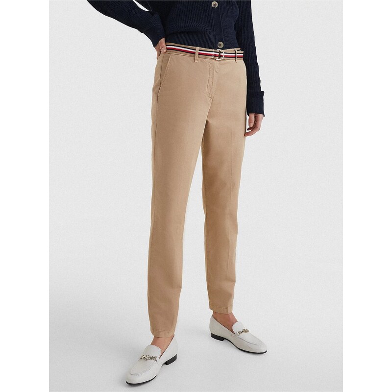 Béžové dámske chino nohavice s opaskom Tommy Hilfiger Hailey 50724505