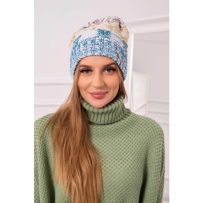 MladaModa Dámska čiapka Dolores K303 tyrkysová+farba kiwi+hnedá 36781985