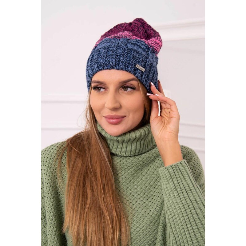 MladaModa Dámska čiapka Dolores K303 farba džínsová+ružová+fialová 36781986