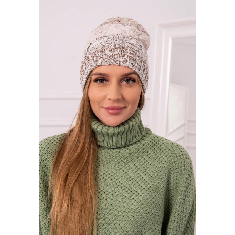 MladaModa Dámska čiapka Dolores K303 hnedá+svetlá béžová+tmavá béžová 36781987