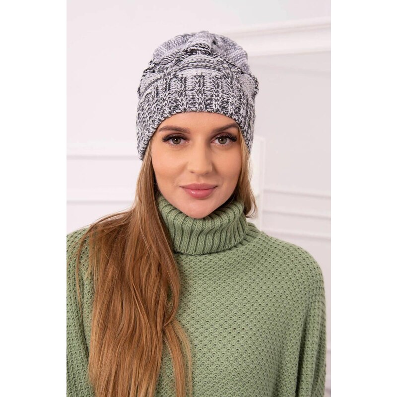 MladaModa Dámska čiapka Dolores K303 grafitová+čierna+tmavošedá 36781982