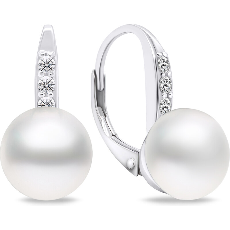 Brilio Silver Pôvabné strieborné náušnice s perlou a zirkónmi EA723W 66579886