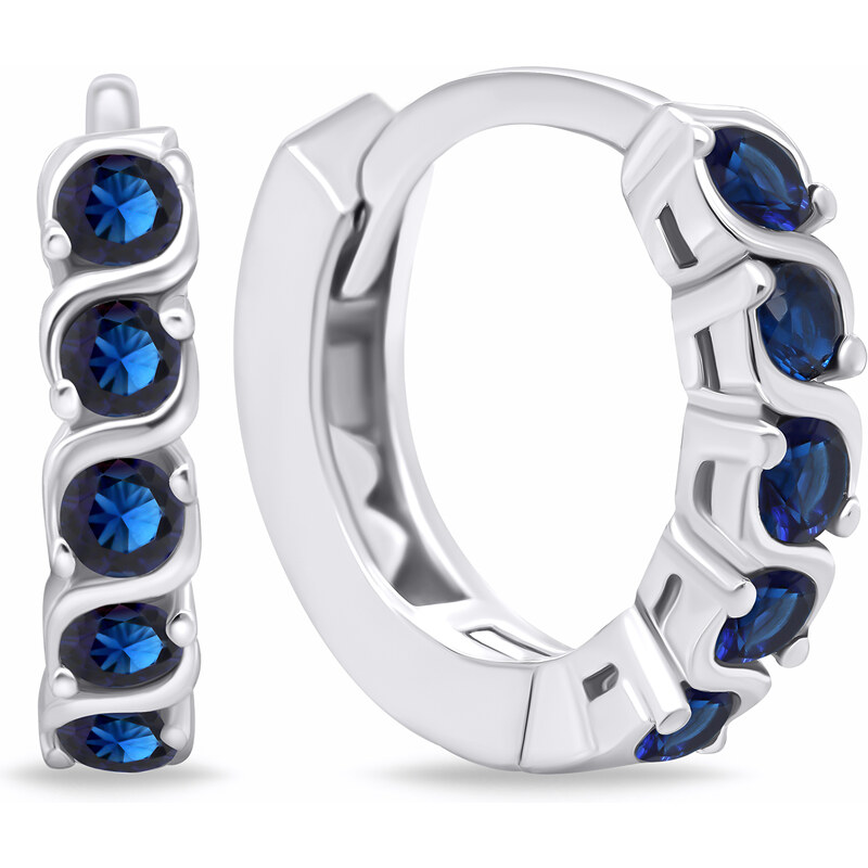 Brilio Silver Lesklé strieborné náušnice s modrým zirkónom EA672WB 66583085