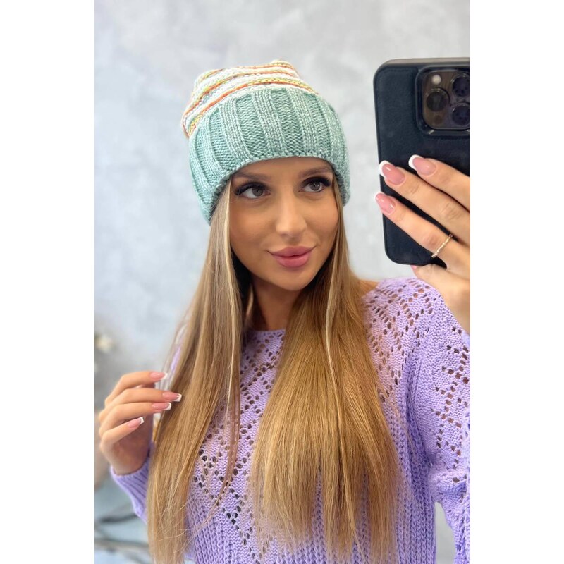 MladaModa Dámska čiapka Feba K330 tmavá mentolová 36800764