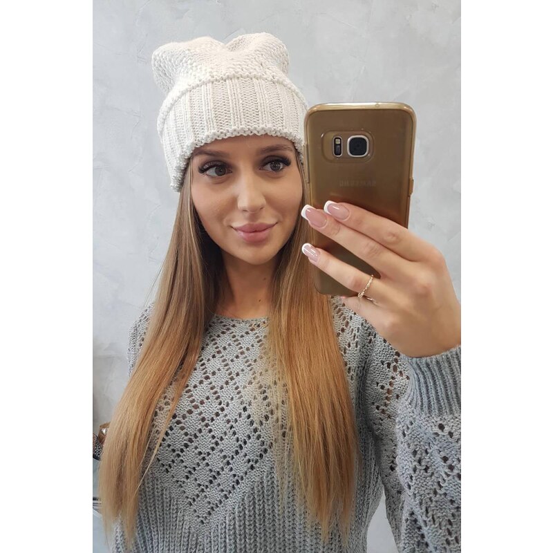 MladaModa Dámska čiapka Daneta K331 farba ecru 36801629