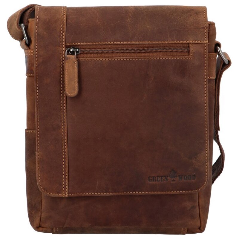 Pánska kožená crossbody taška khaki - Greenwood Justwant Khaki 64125143