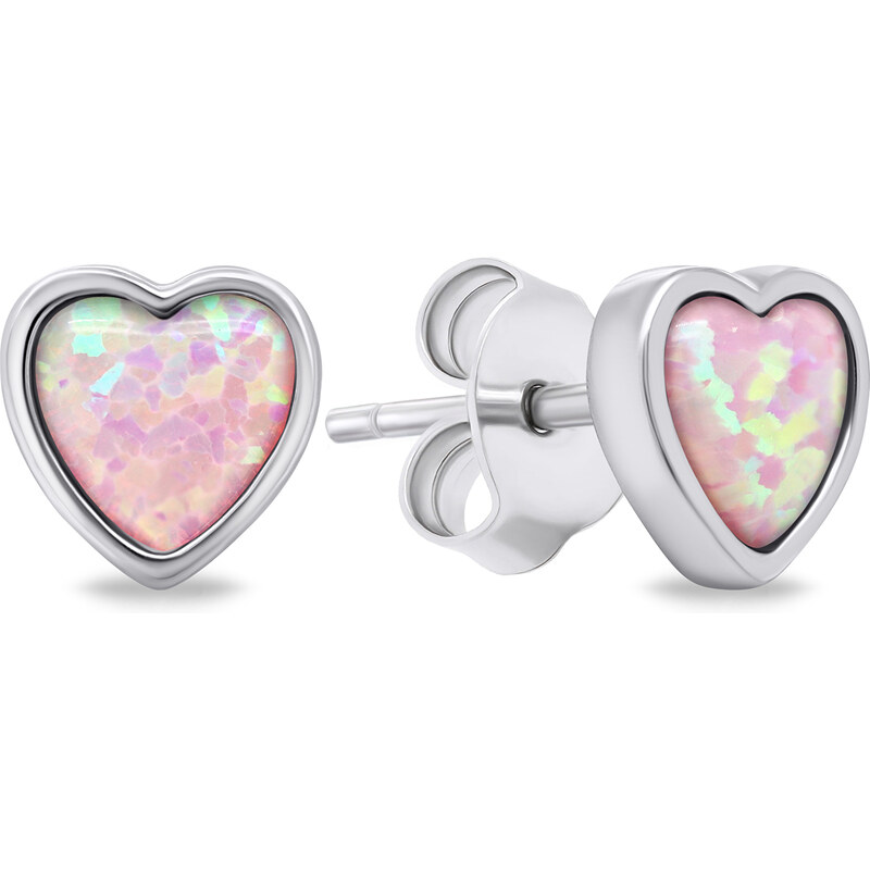 Brilio Silver Nežné strieborné náušnice Srdiečka so syntetickými 66585011