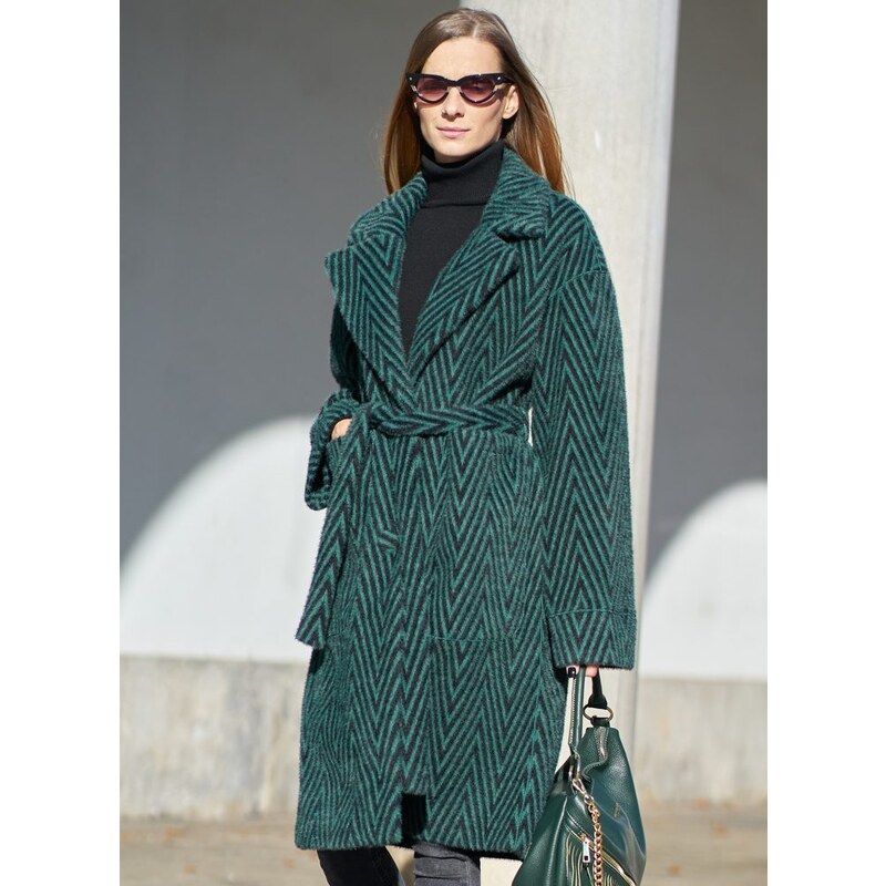 Due Linee Dámsky obojstranný kabát smaragdový 35727674