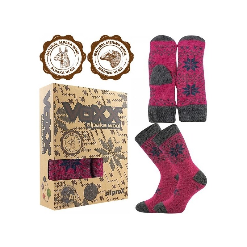 ALTA SET vlnené merino ponožky + palčiaky VoXX Magenta 35-38 1 pár + 1 36831681