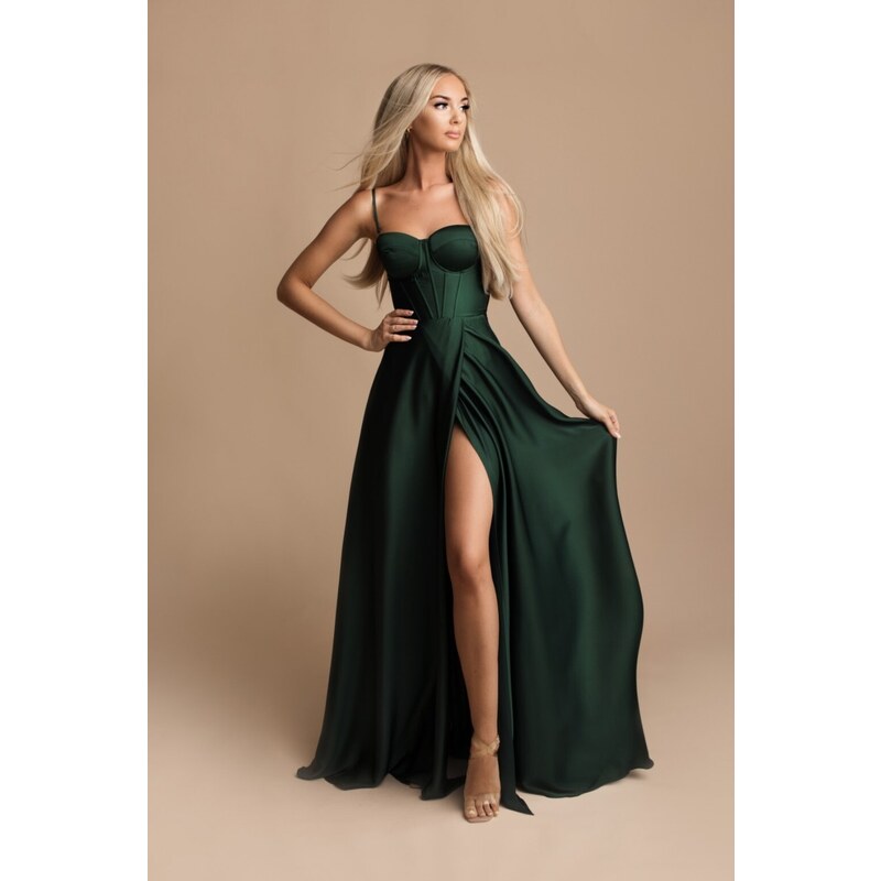 miadresses.sk Smaragdové spoločenské šaty s korzetom 36838764