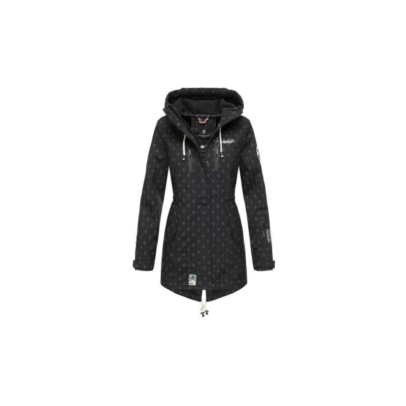 Marikoo ZIMTZICKE P dámska zimná softshell bunda s kapucňou, čierna bodkovaná