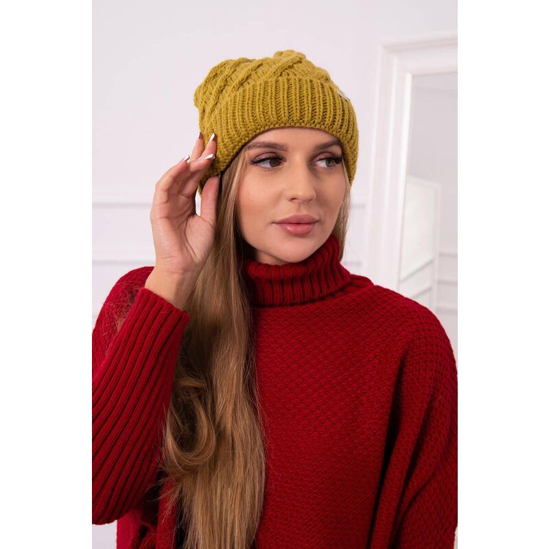 MladaModa Dámska čiapka s brmbolcom Wanda K281 farba kiwi 36637041