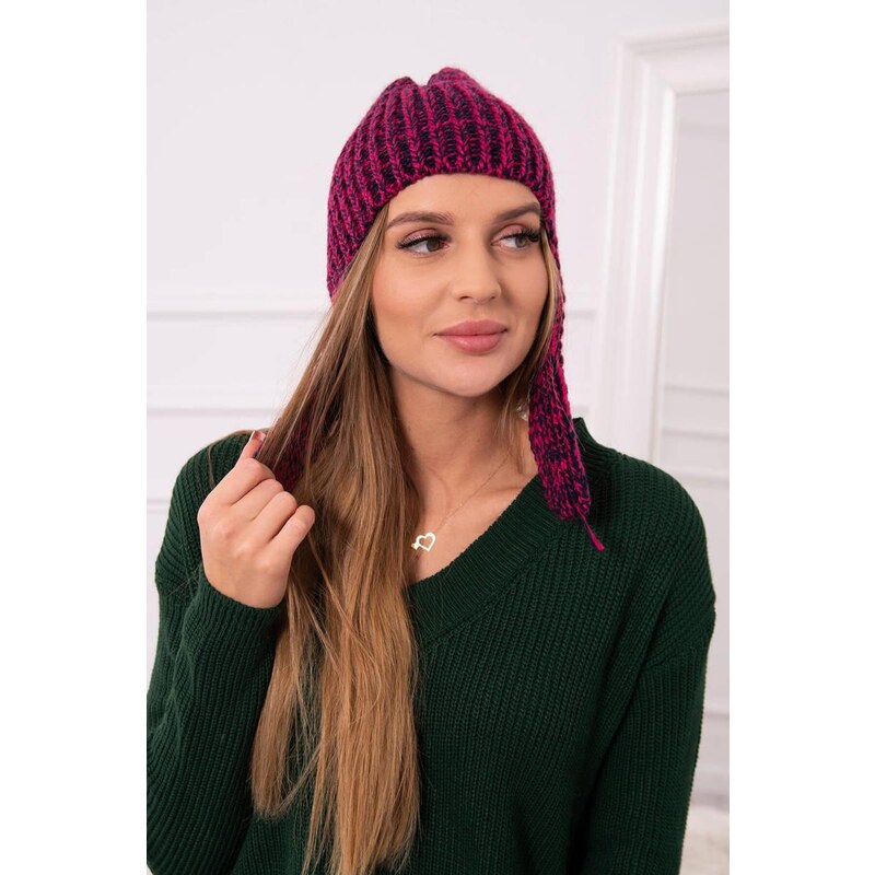 MladaModa Dámska čiapka s dlhými ušami model K314 fuksiová+čierna 36576868