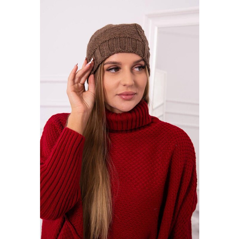 MladaModa Dámska čiapka Uma K271 farba cappuccino 36782012