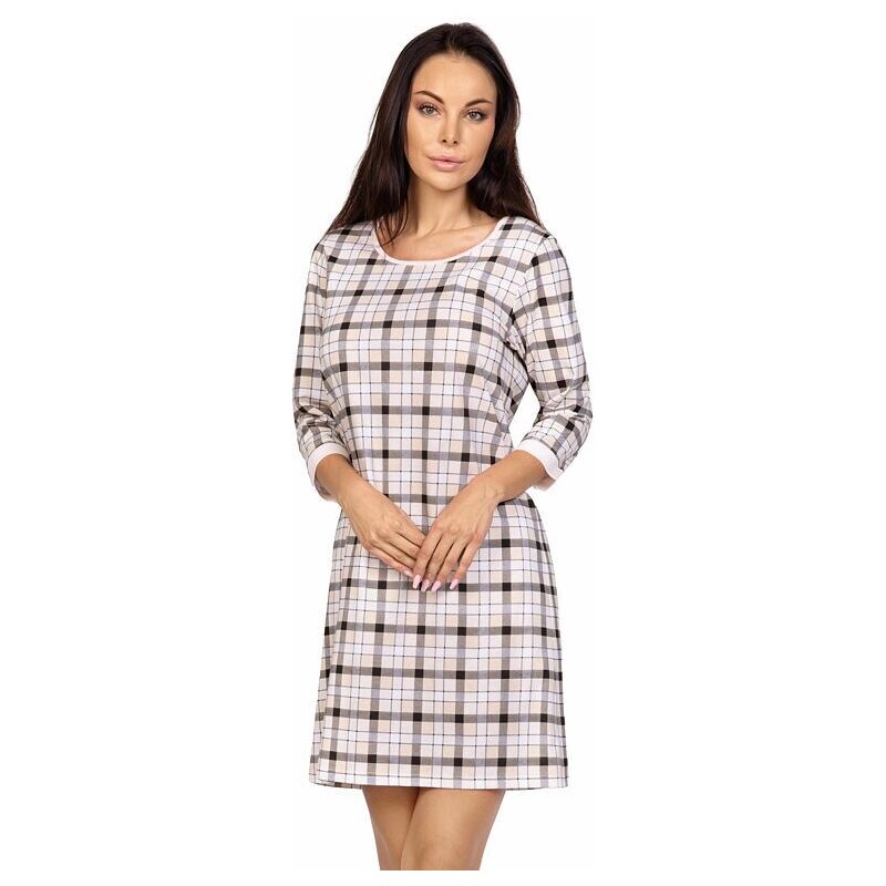Regina Nočná košieľka Lisa béžová s káro vzorom 26868100
