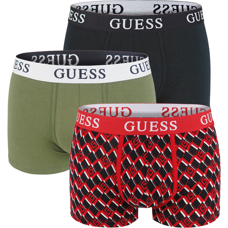 GUESS - boxerky 3PACK Guess festive red z organickej bavlny - limitovaná edícia