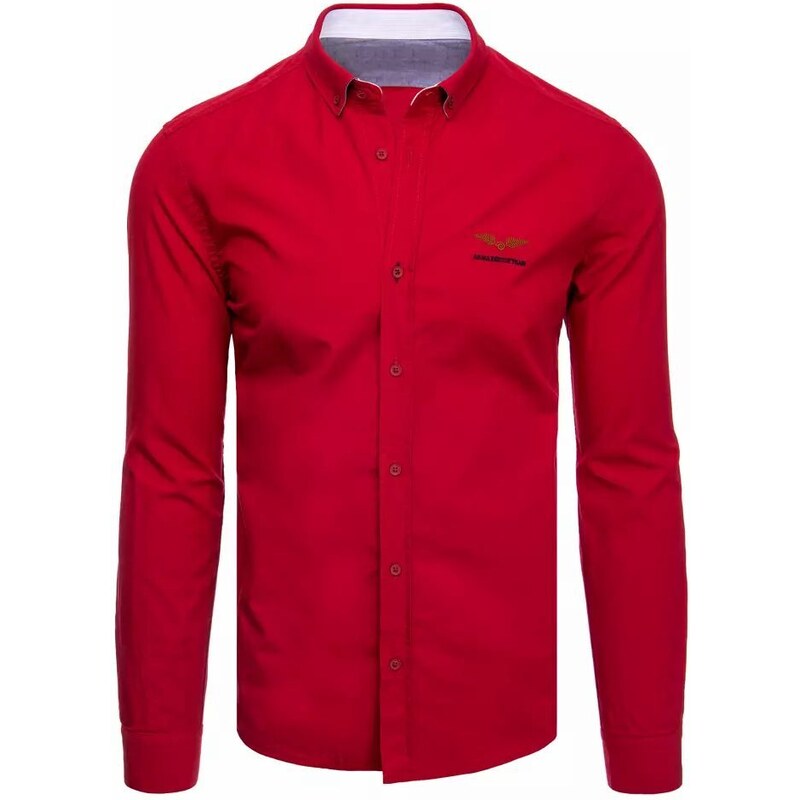 Buďchlap Trendová košeľa v červenej farbe z bavlny