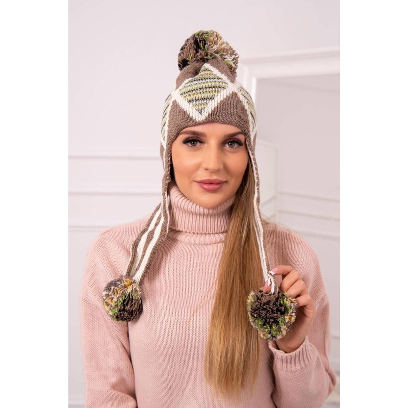 MladaModa Dámska čiapka s dlhými ušami Eunika K322 farba cappuccino 36917935