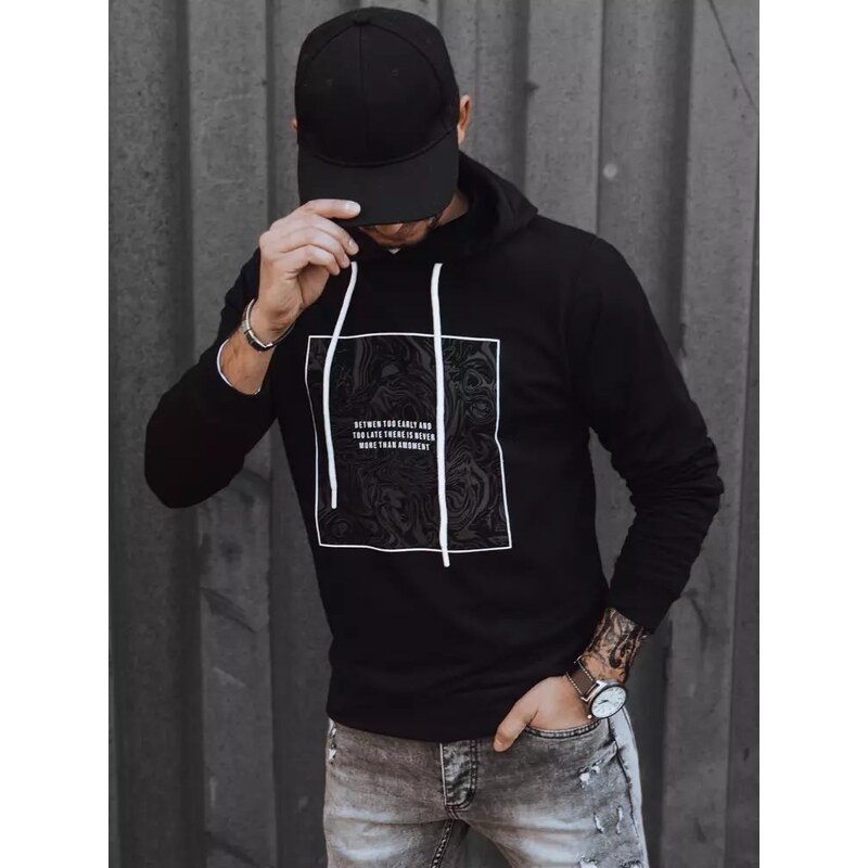 Buďchlap Čierna mikina s kapucňou a potlačou 36918219