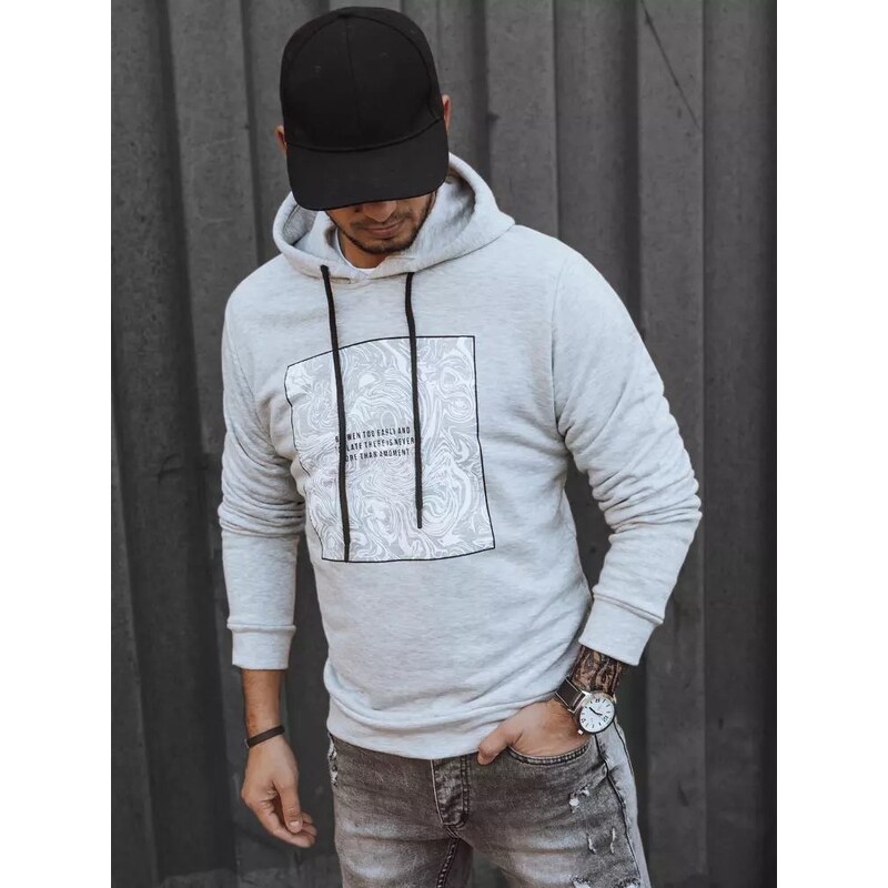 Buďchlap Šedá mikina s kapucňou a potlačou 36918220