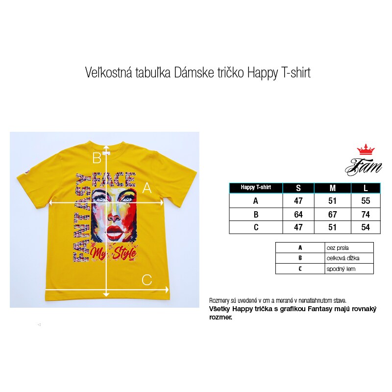 Fam Dámske tričko Happy T-shirt - Žlté/ Fantasy