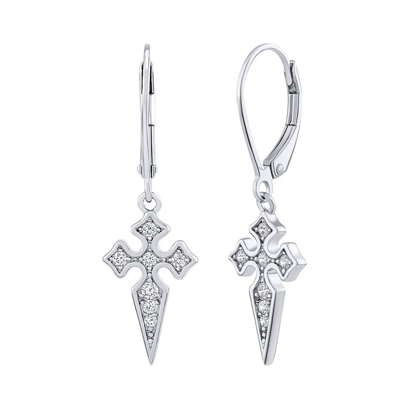 Silvego Strieborné náušnice Gethel v tvare kríža s Brilliance Zirconia 66590009